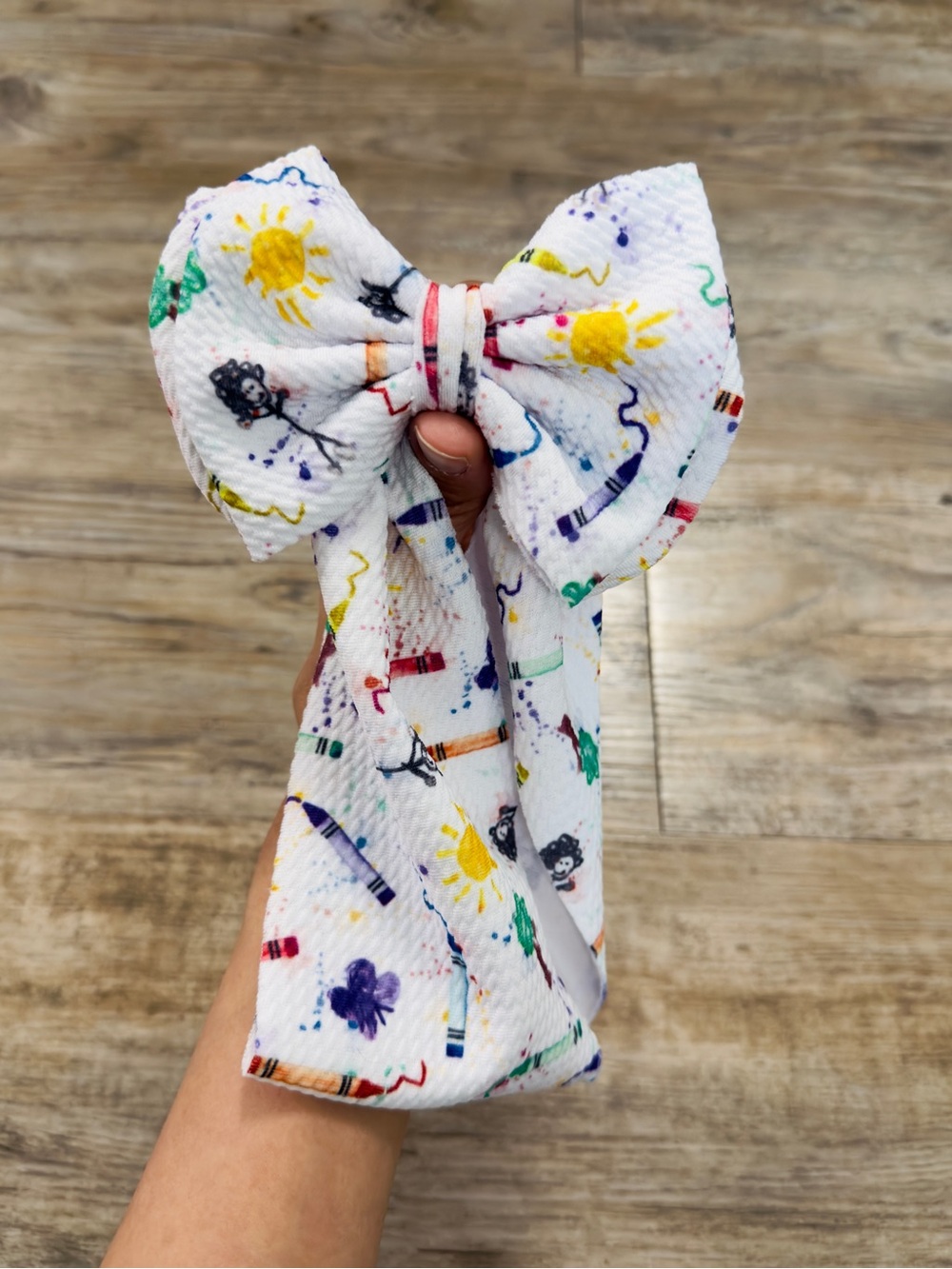 Crayon Sunshine Doodles Big Bow Headband Baby Girl 0-3M Bullet Fabric